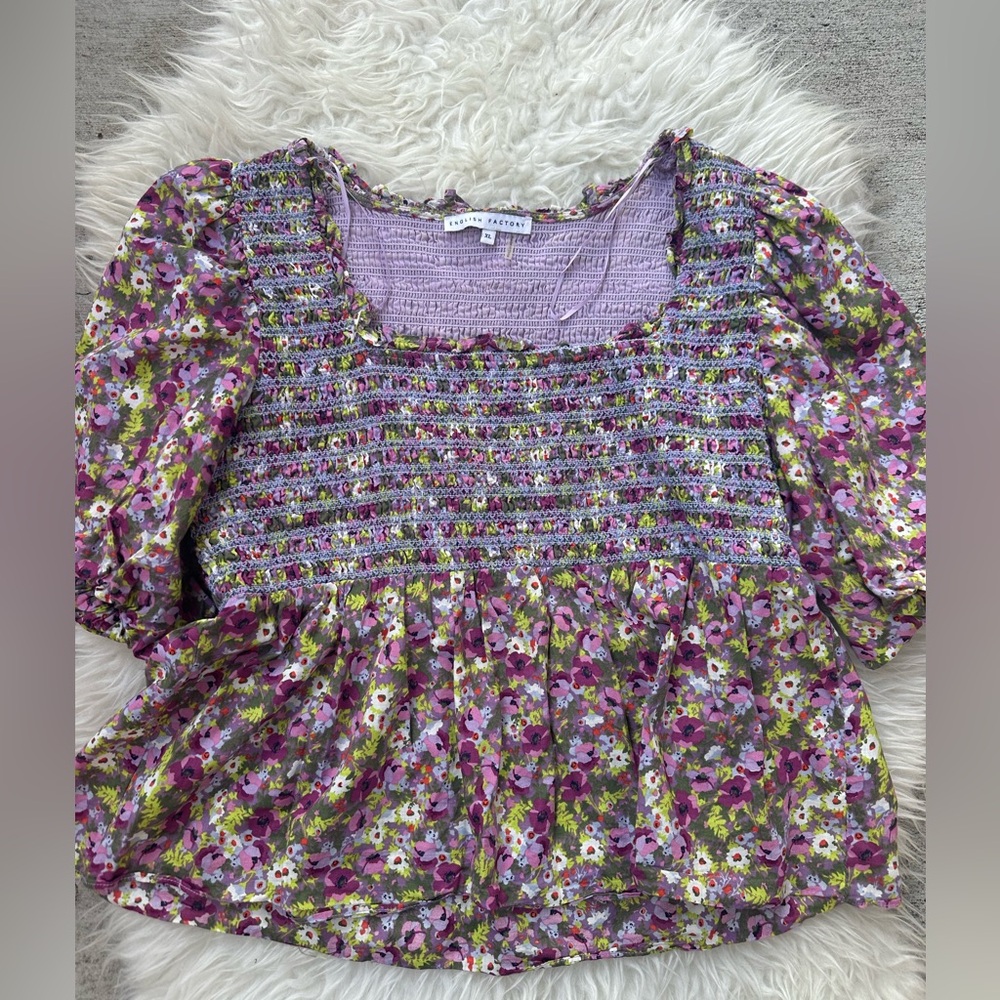 English factory Floral Smocked Top - Picture 5 of 6